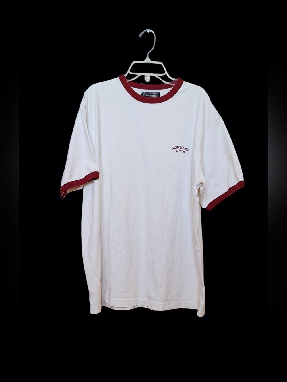 Abercrombie & Fitch Y2K Ringer Tee Crew Neck Logo Retro Sporty Cotton Mens L